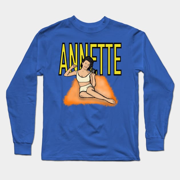 Annette Funicello Long Sleeve T-Shirt by TL Bugg